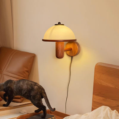 WOW Mushroom Wood Wall Lamp