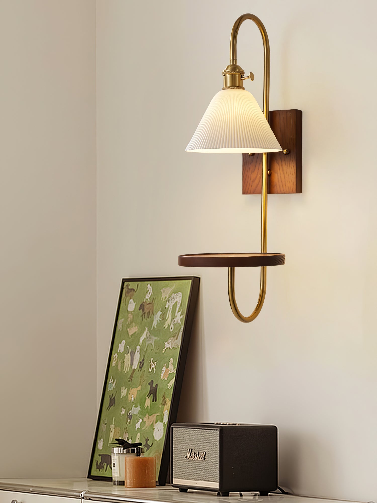 WOW Walnut Shelf Sconce