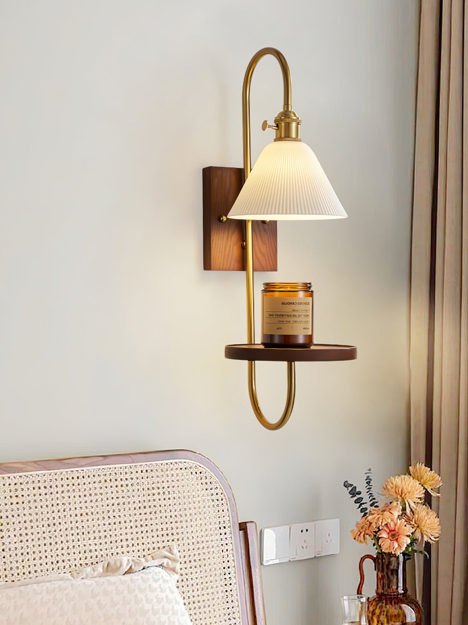 WOW Walnut Shelf Sconce