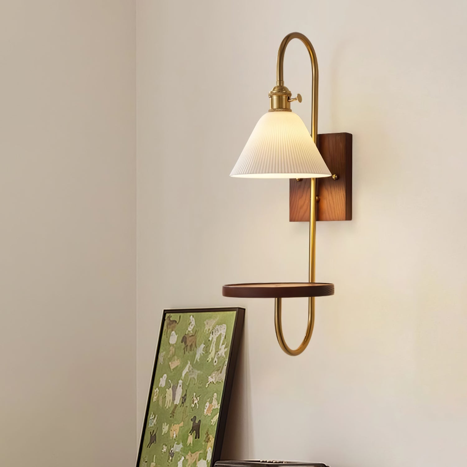 WOW Walnut Shelf Sconce