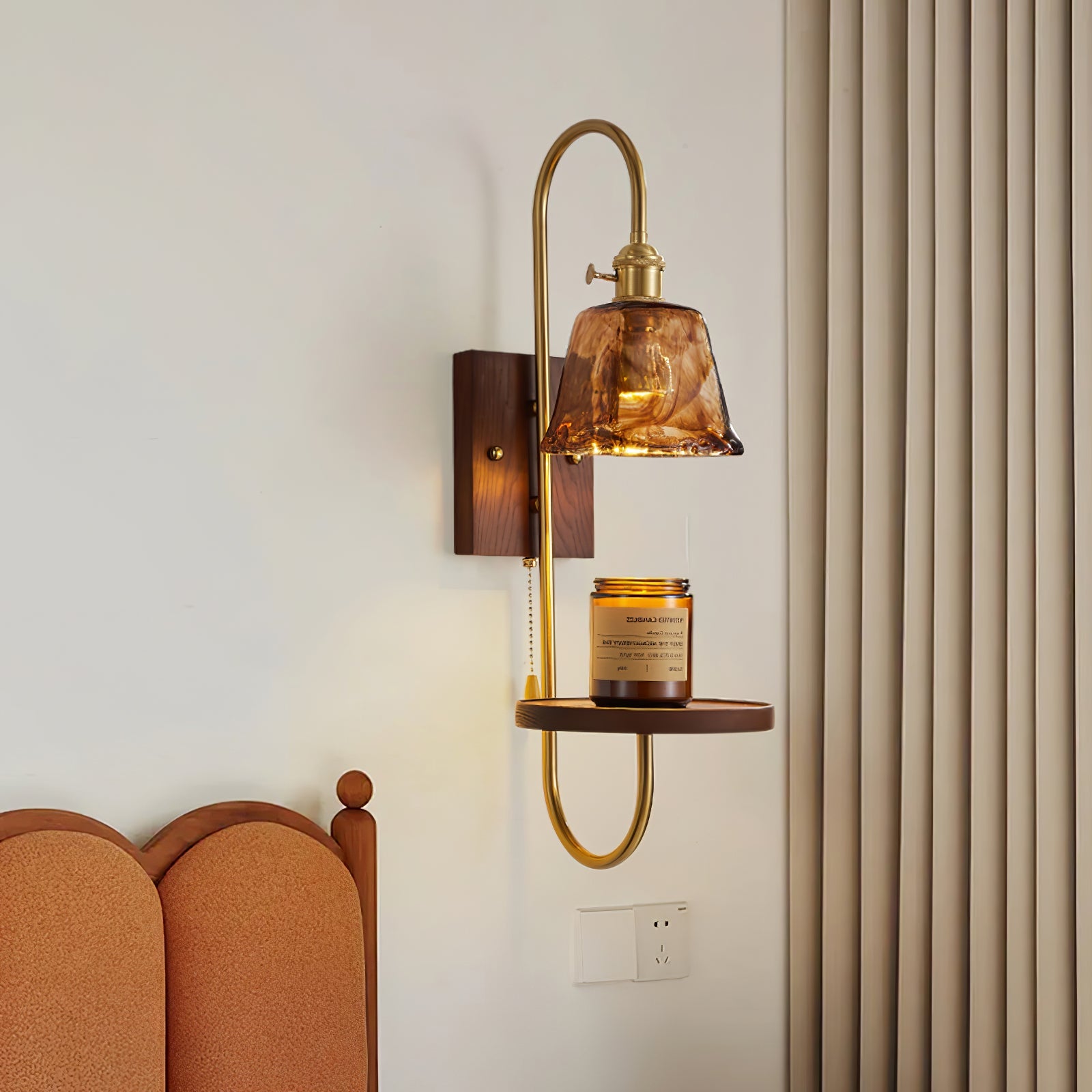 WOW Walnut Shelf Sconce