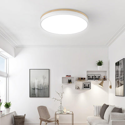 WOW White Round Wooden Ceiling Lamp