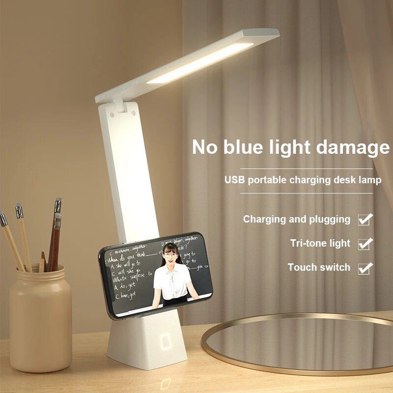 LED Rechargeable Folding Eye Protection Stepless Dimming Reading Study Desk Lamp