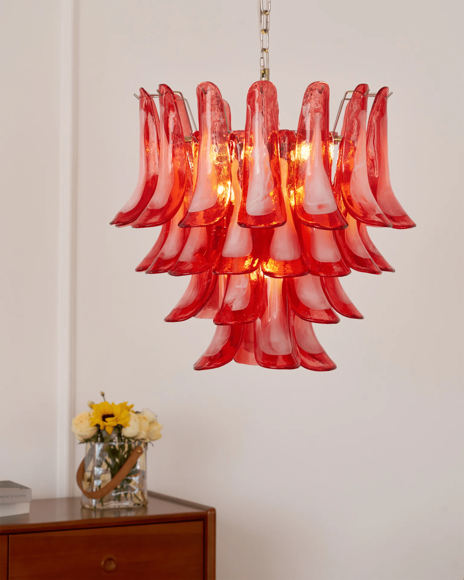 Crimson Glass Murano Petals Gorgeous Chandelier-WOW5253