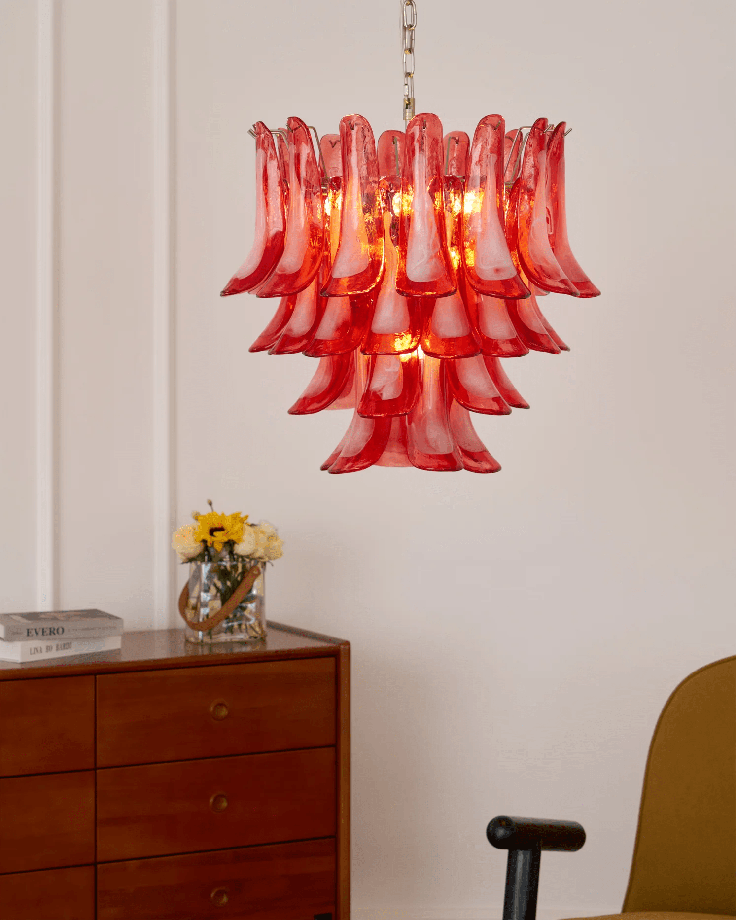 Crimson Glass Murano Petals Gorgeous Chandelier-WOW5253