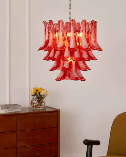 Crimson Glass Murano Petals Gorgeous Chandelier-WOW5253