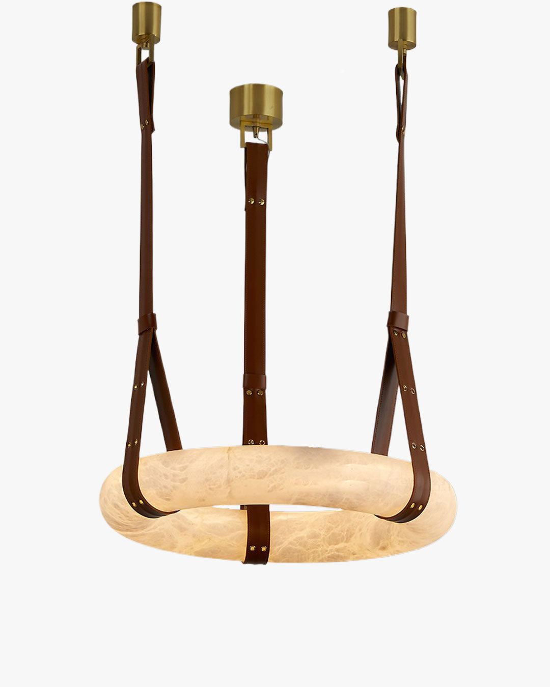 WOW Alabaster Circular Leather Chandelier-wow2875