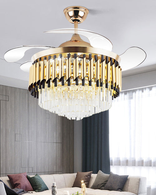 WOW Black and Gold Retractable Crystal Fandelier-wow5066