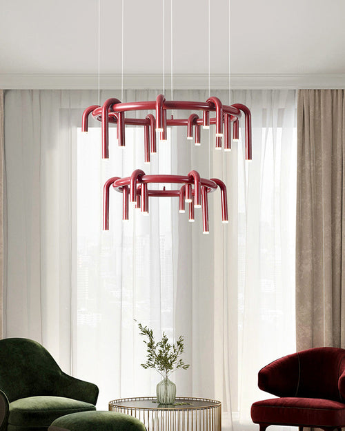 WOW U-tubes Red Round Chandelier-WOW2157