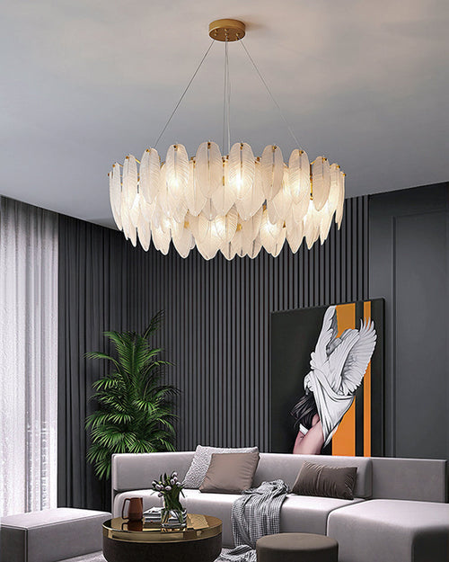 WOW Frosted Glass Feather Chandelier-WOW2196
