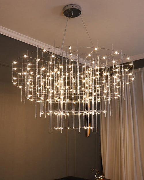 WOW Tiered Glass Rod Sculptural Chandelier-WOW2199