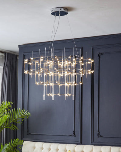 WOW Tiered Glass Rod Sculptural Chandelier-WOW2199