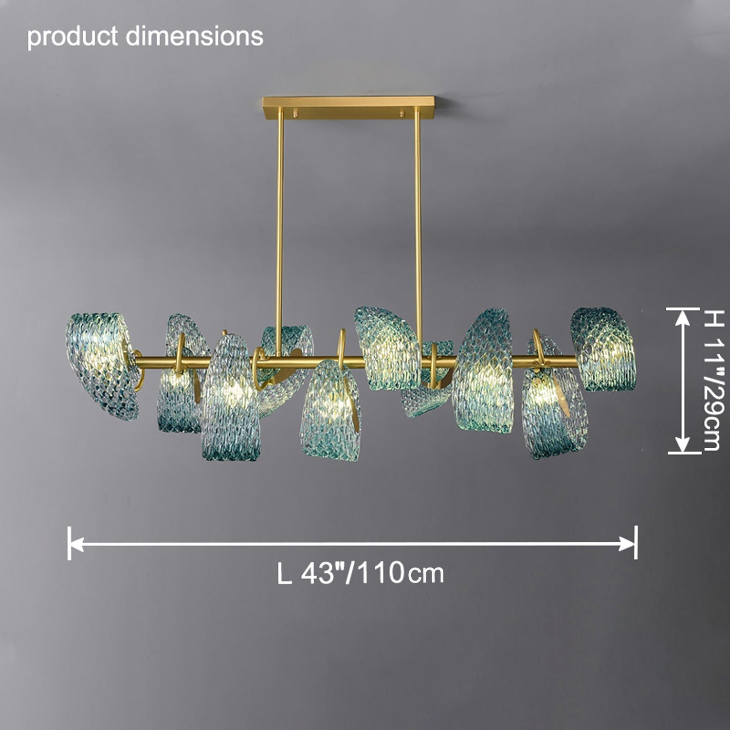 WOW Peacock Art Glass Linear Chandelier-wow2213c