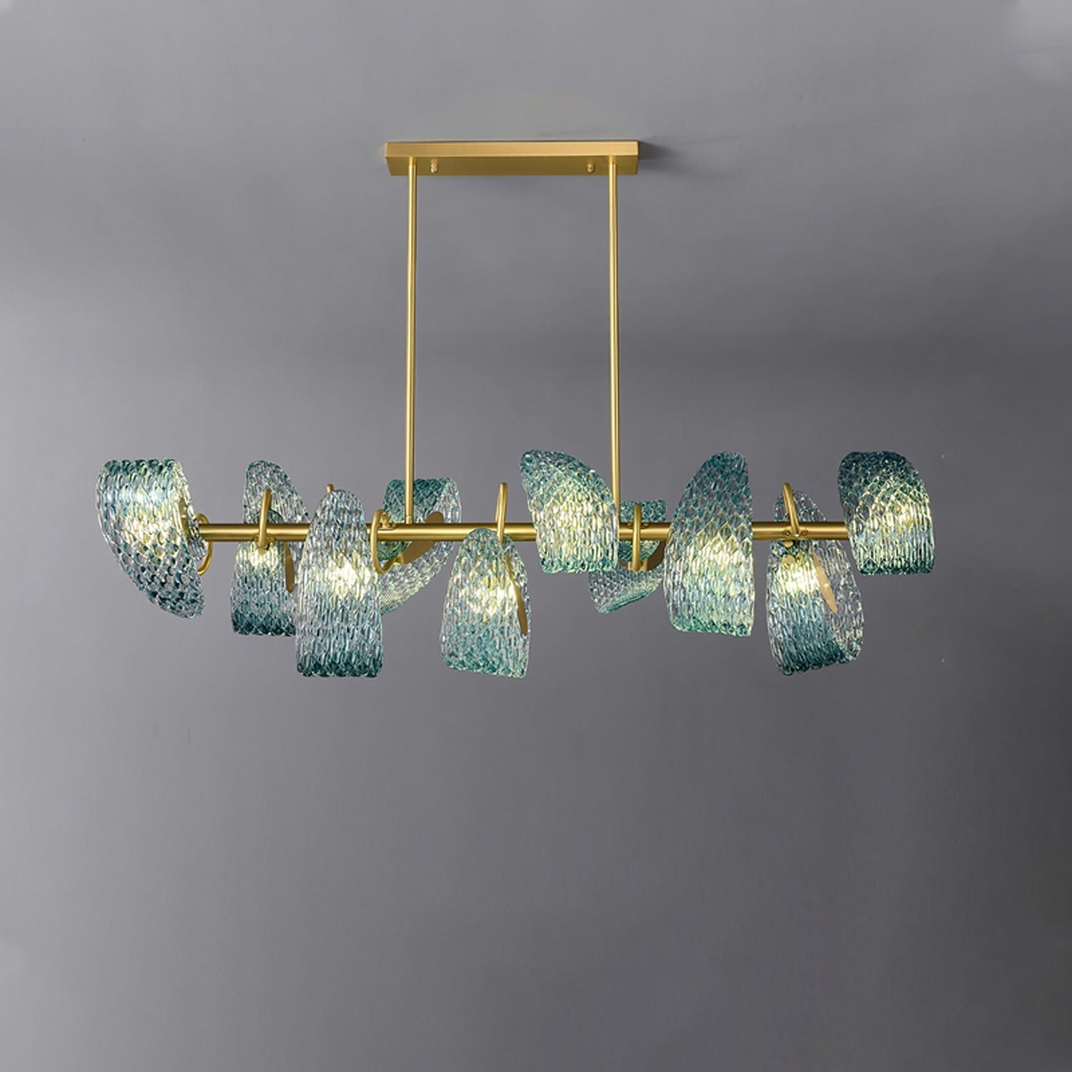 WOW Peacock Art Glass Linear Chandelier-wow2213c