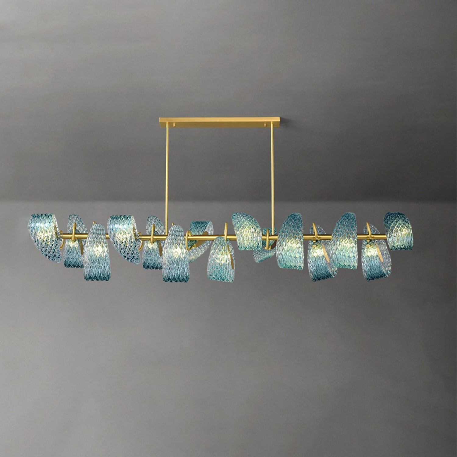 WOW Peacock Art Glass Linear Chandelier-wow2213c