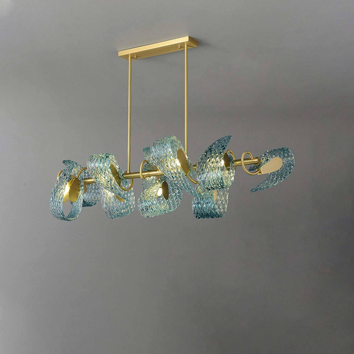 WOW Peacock Art Glass Linear Chandelier-wow2213c