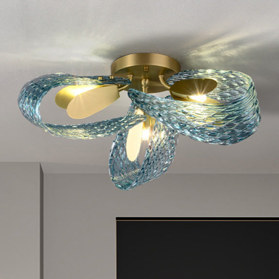 WOW Peacock Sea Glass Semi-Flush Mount Ceiling Light-WOW1111