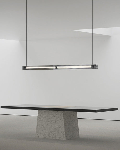 WOW Black Ribbed Glass Linear Pendant Light-wow2308