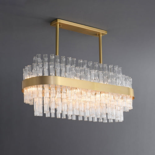 WOW Gold Rectangular Crystal Chandelier-wow2548