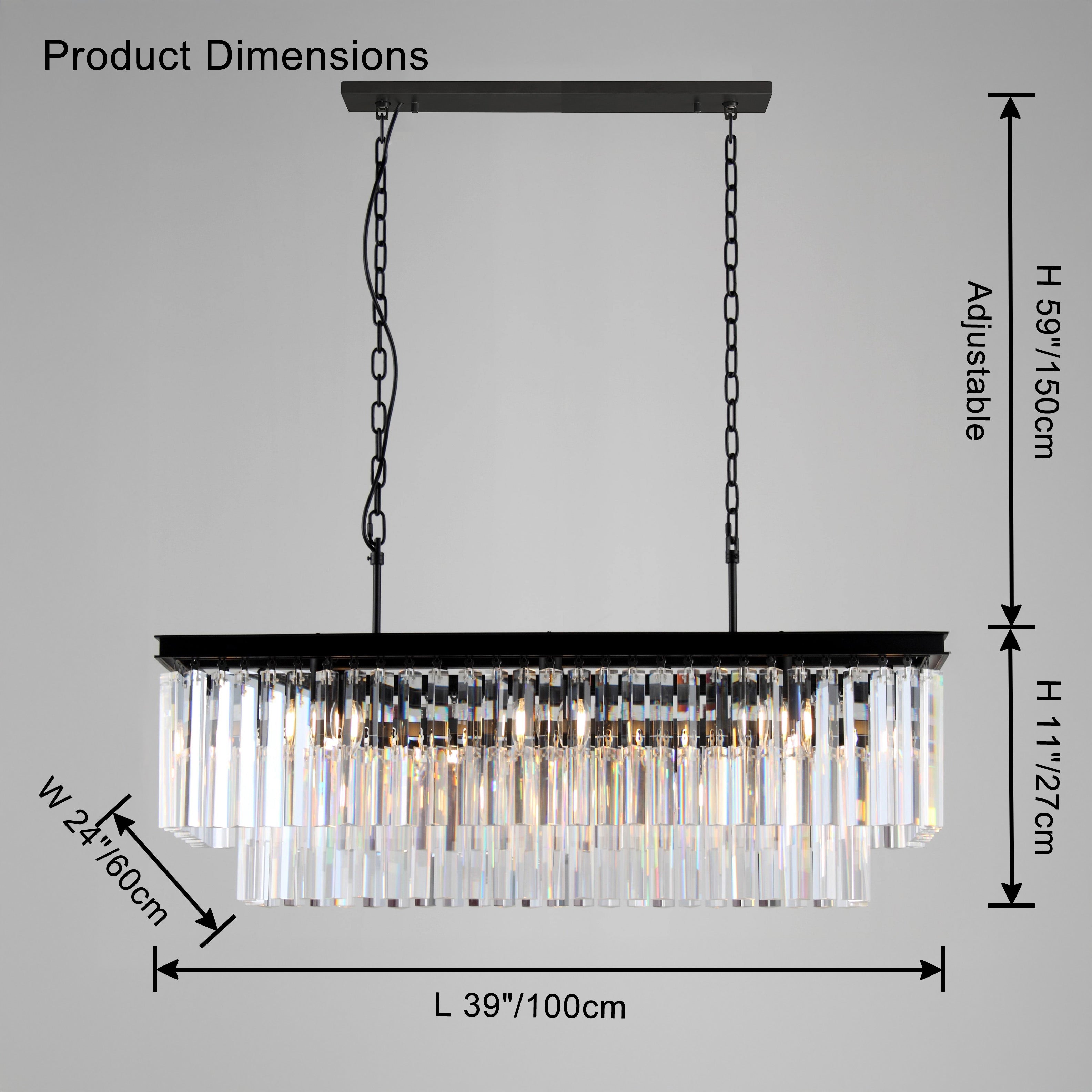 WOW Rectangular Crystal Chandelier-wow2589