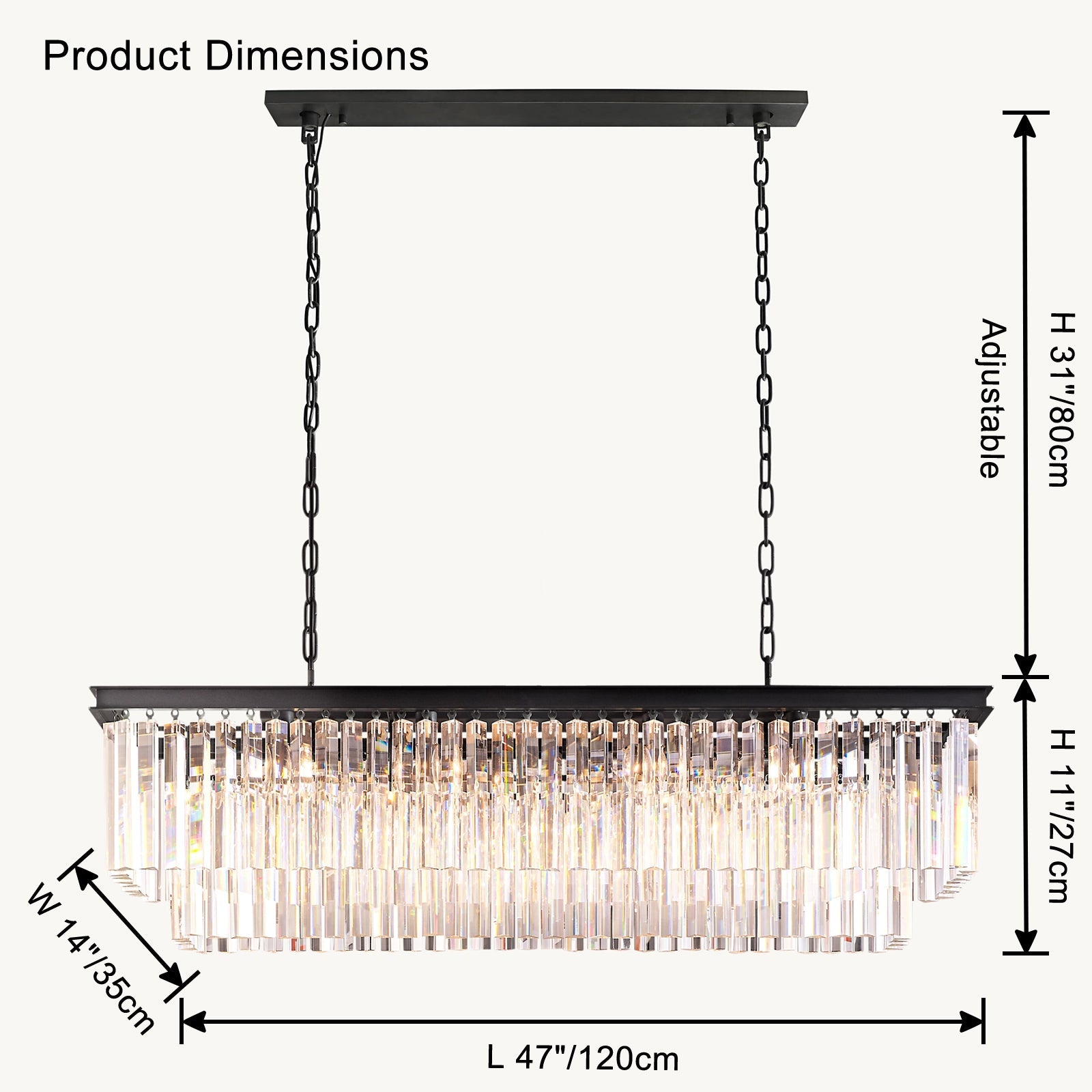 WOW Rectangular Crystal Chandelier-wow2589
