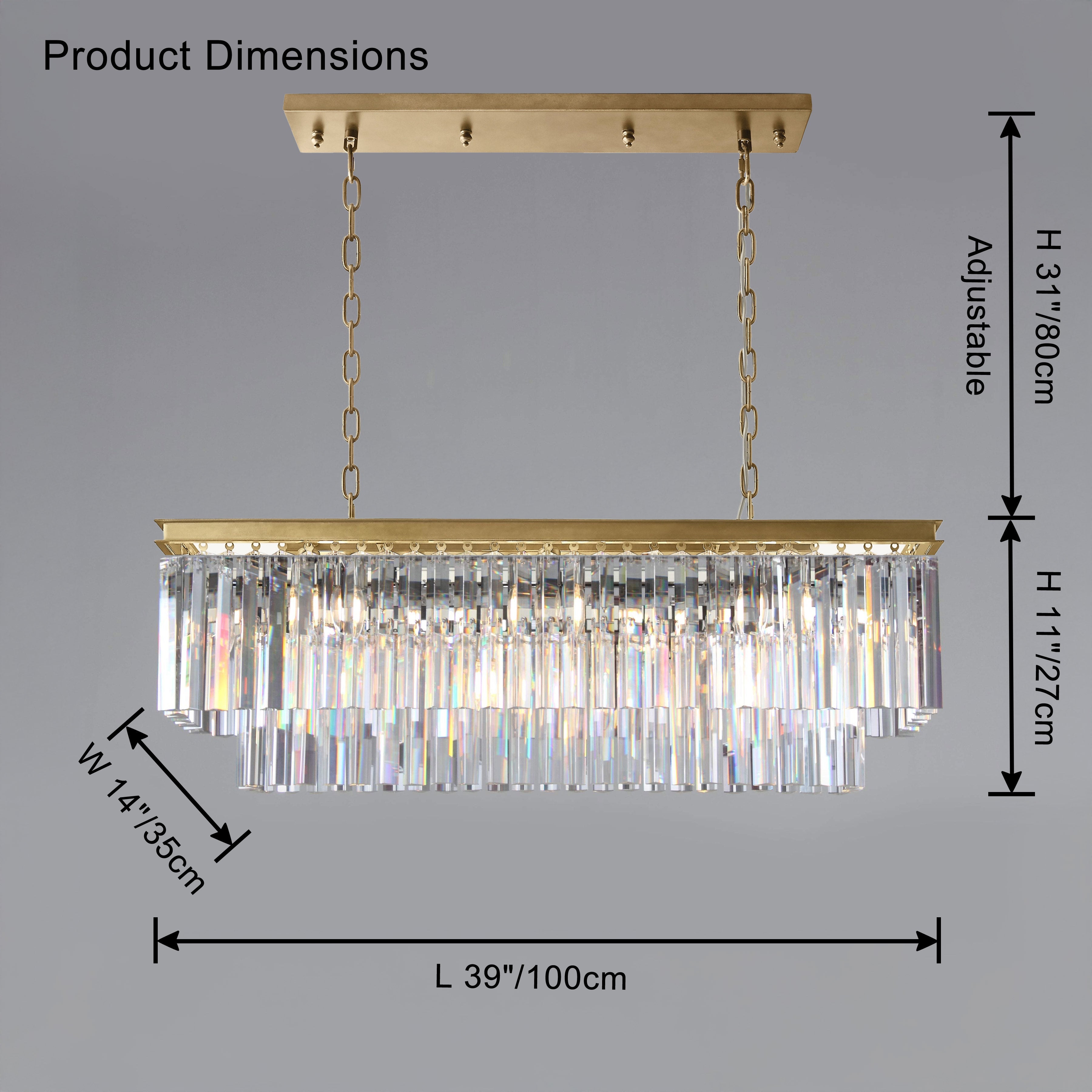 WOW Rectangular Crystal Chandelier-wow2589