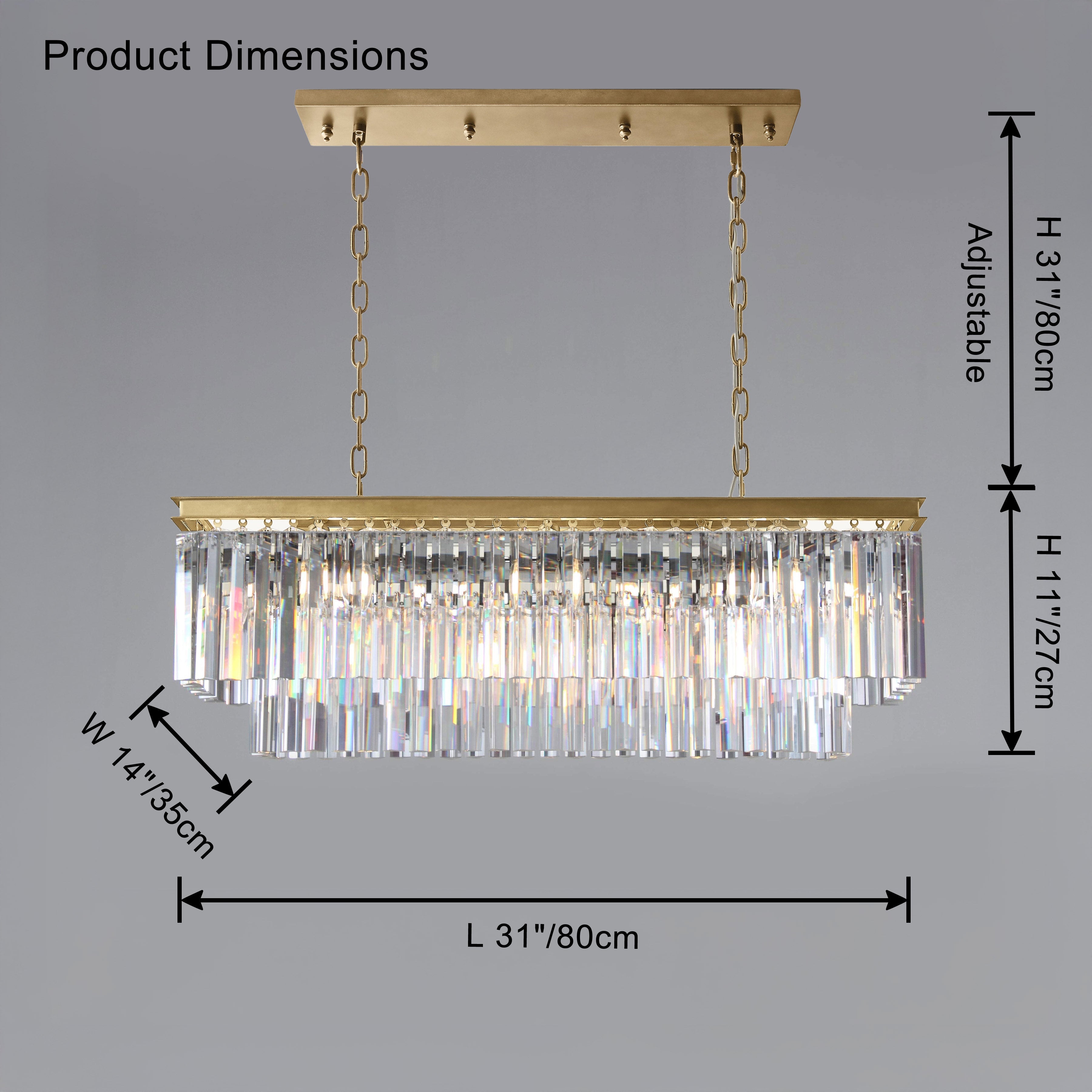 WOW Rectangular Crystal Chandelier-wow2589