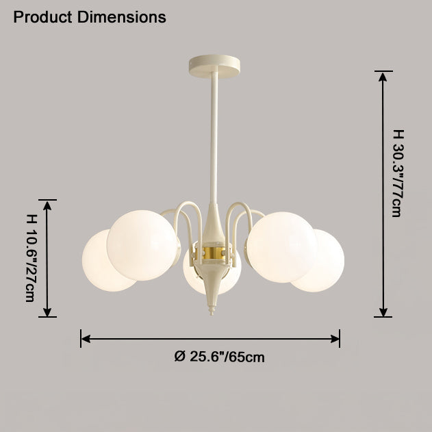 WOW White Glass Globe Arm Chandelier-wow2624