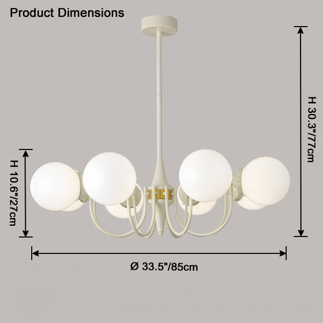 WOW White Glass Globe Arm Chandelier-wow2624