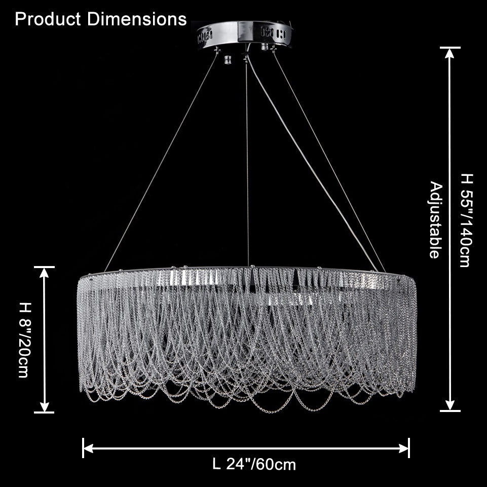 WOW Silver Fringe Round Chandelier-wow2643
