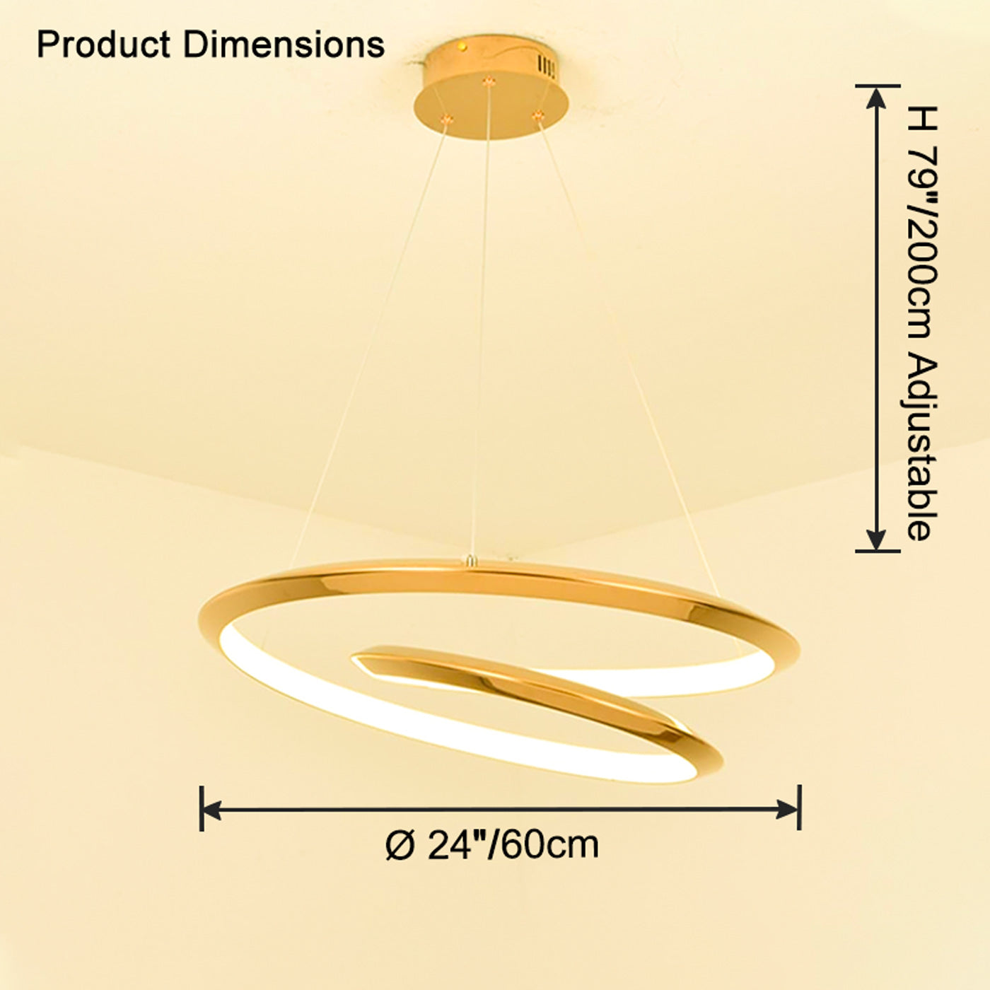 WOW Gold Swirl Stainless Steel Chandelier-wow2708