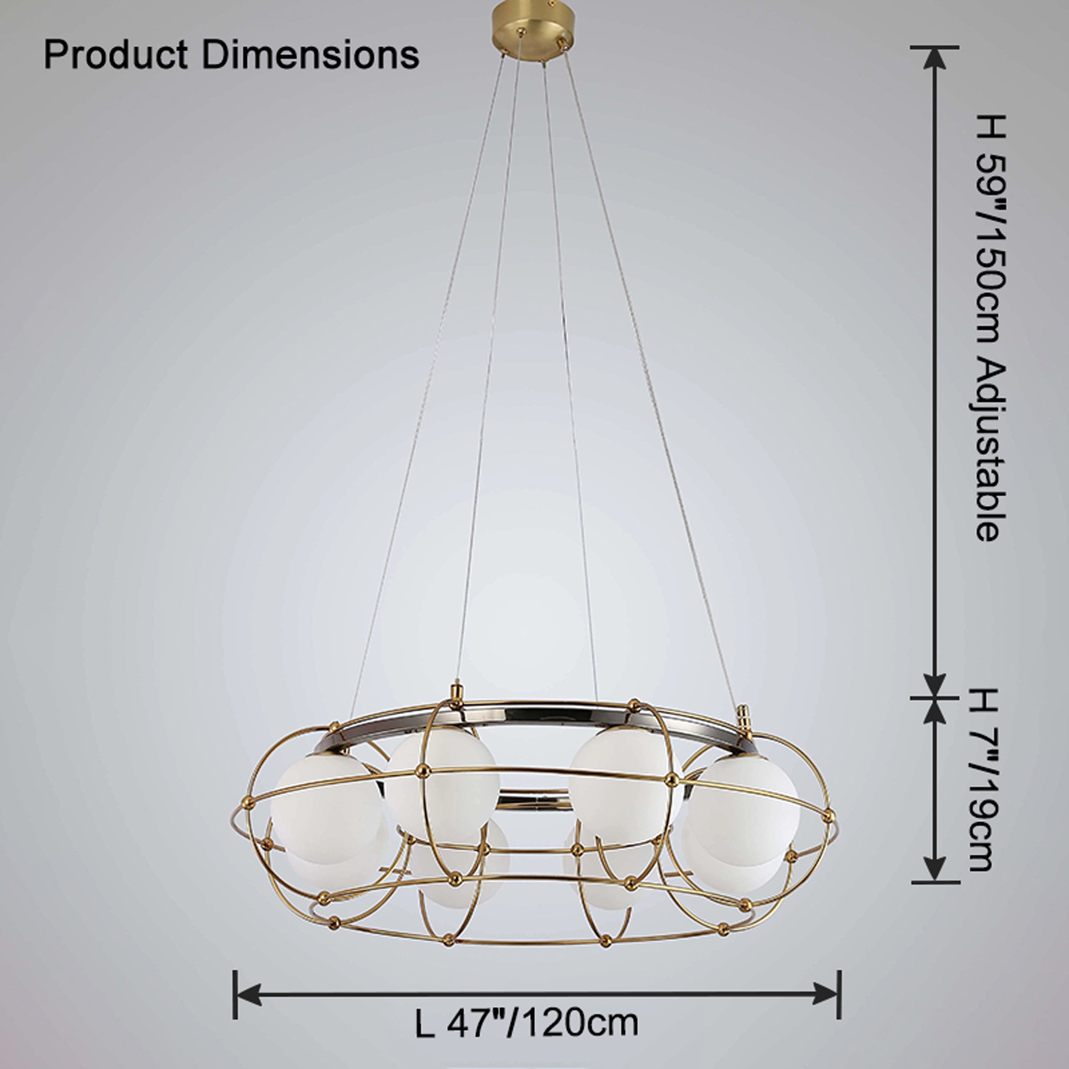 WOW Frosted Glass Ball Round Chandelier-wow2791