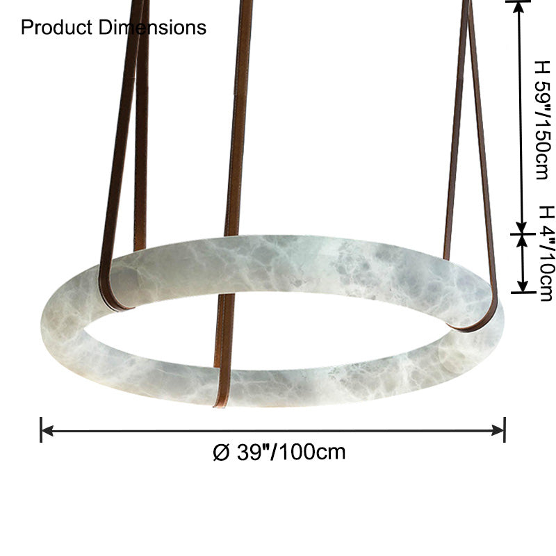 WOW Alabaster Circular Leather Chandelier-wow2875