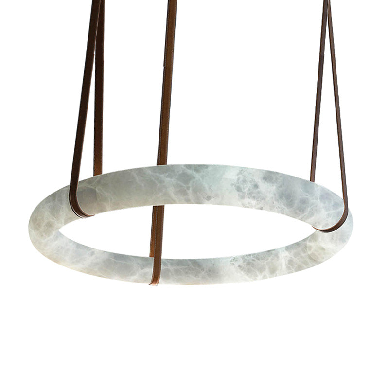 WOW Alabaster Circular Leather Chandelier-wow2875