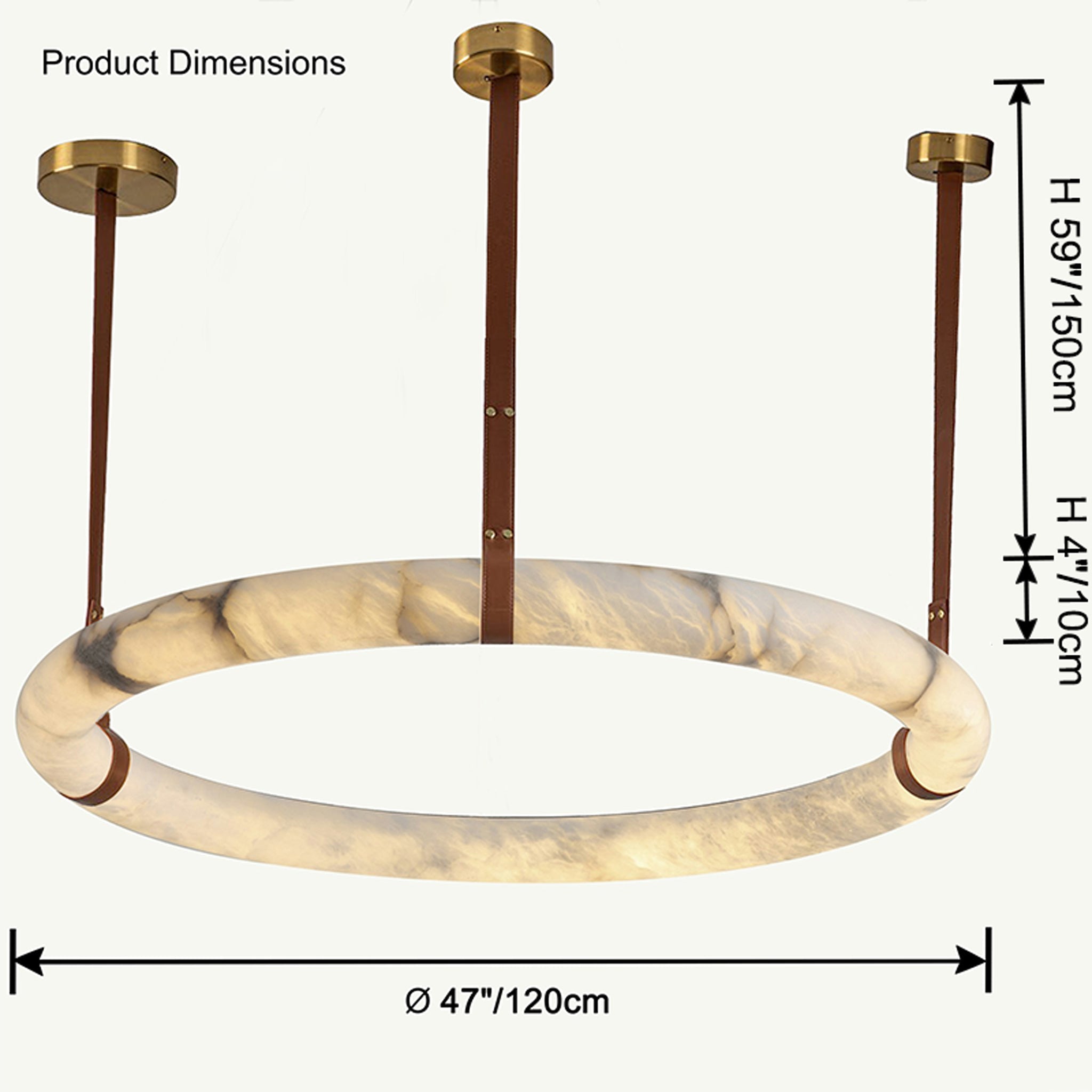 WOW Alabaster Circular Leather Chandelier-wow2875