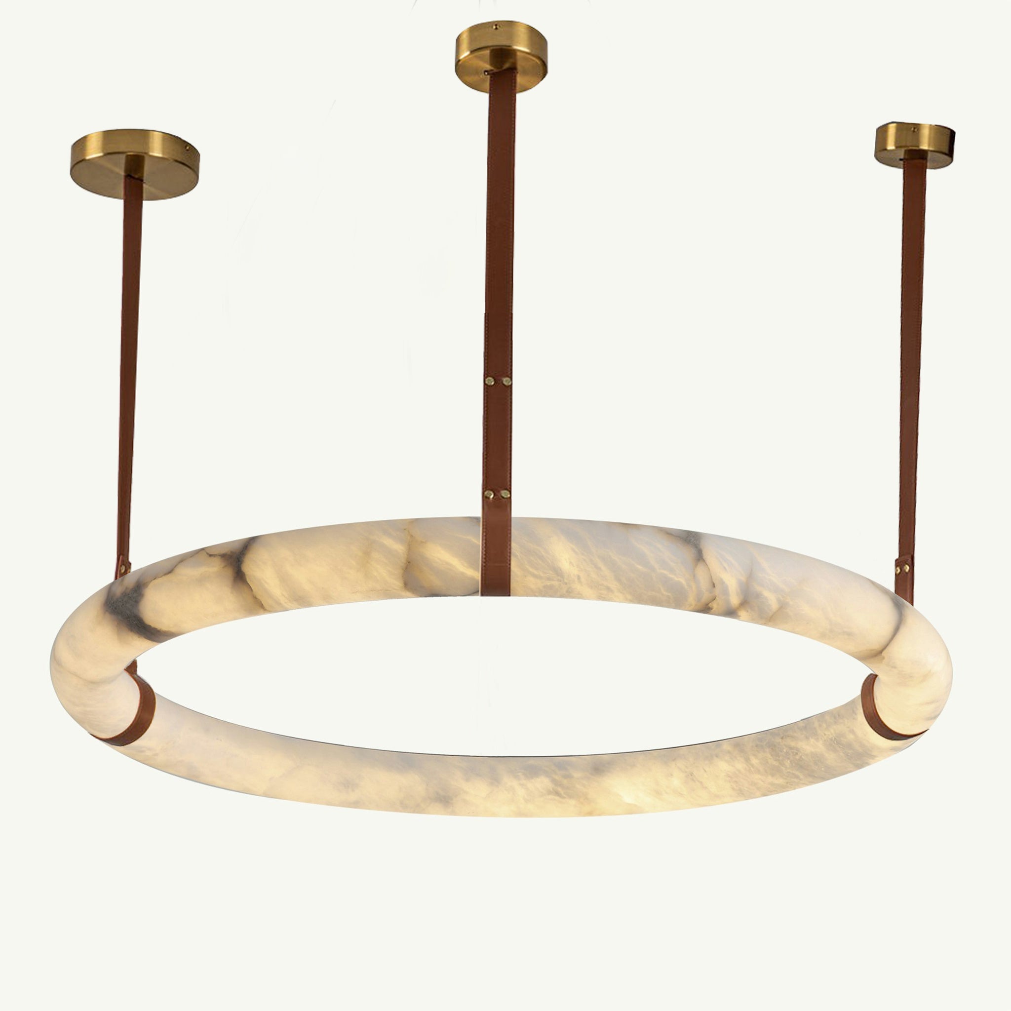 WOW Alabaster Circular Leather Chandelier-wow2875