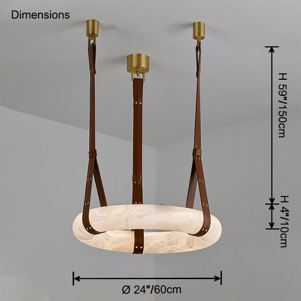 WOW Alabaster Circular Leather Chandelier-wow2875