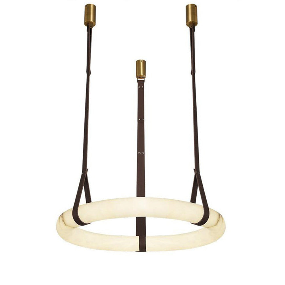 WOW Alabaster Circular Leather Chandelier-wow2875