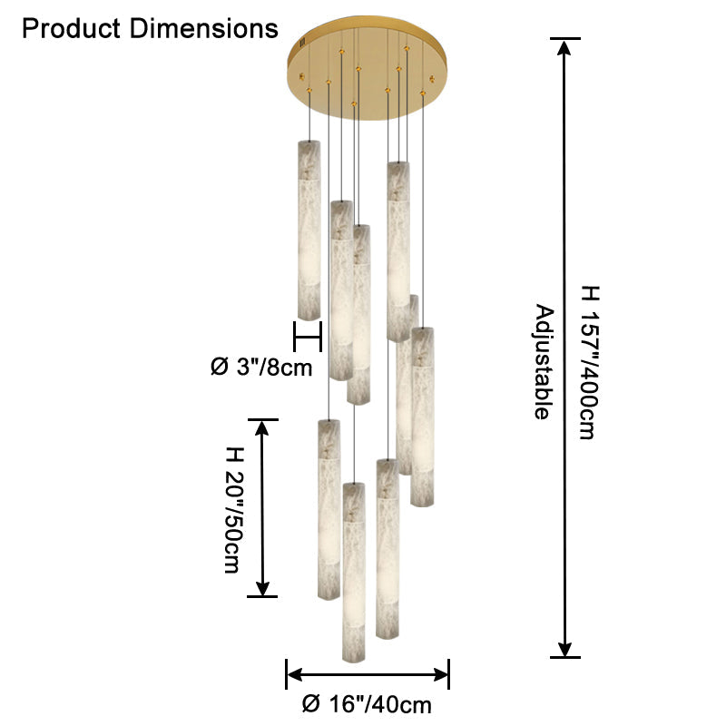 WOW Alabaster Tube Staircase Chandelier-wow2881