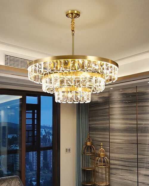 WOW Tiered Gold Crystal Chandelier-WOW2539