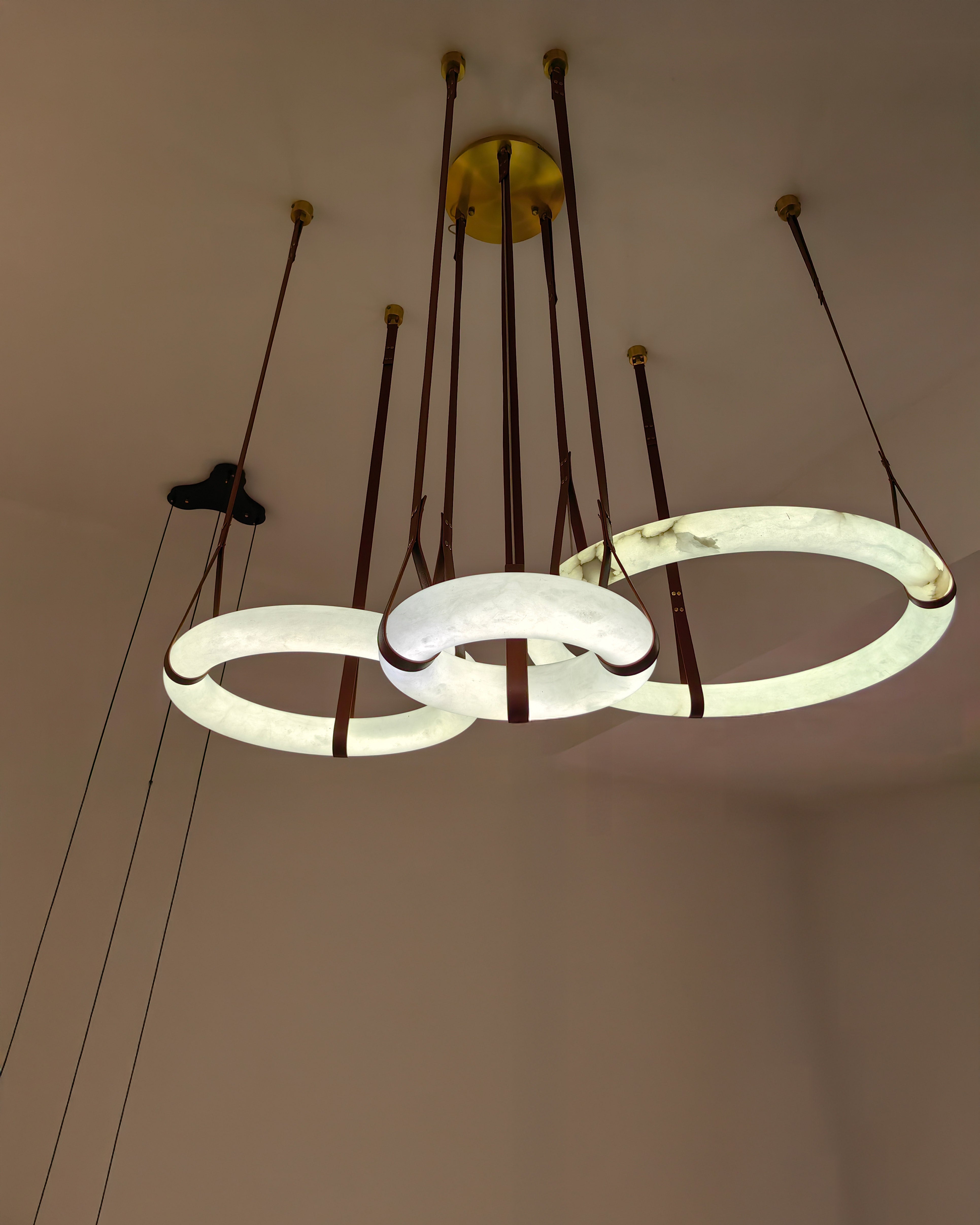 WOW Alabaster Circular Leather Chandelier-wow2875
