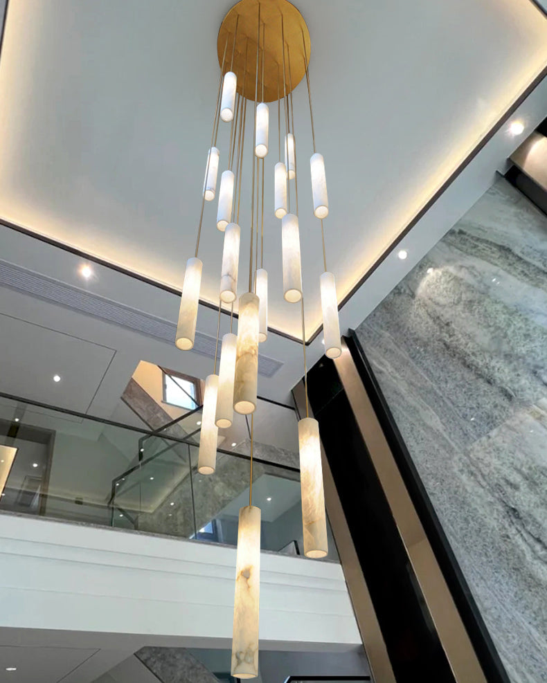 WOW Alabaster Tube Staircase Chandelier-wow2881