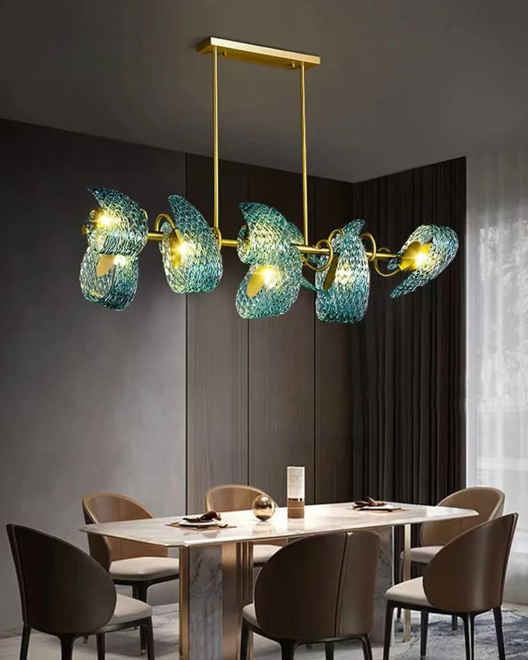 WOW Peacock Art Glass Linear Chandelier-wow2213c