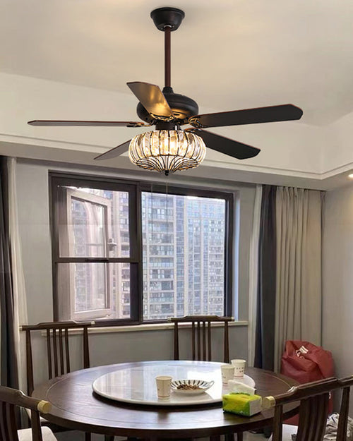 WOW  Vintage Crystal Ceiling Fan Lamp-wow5122