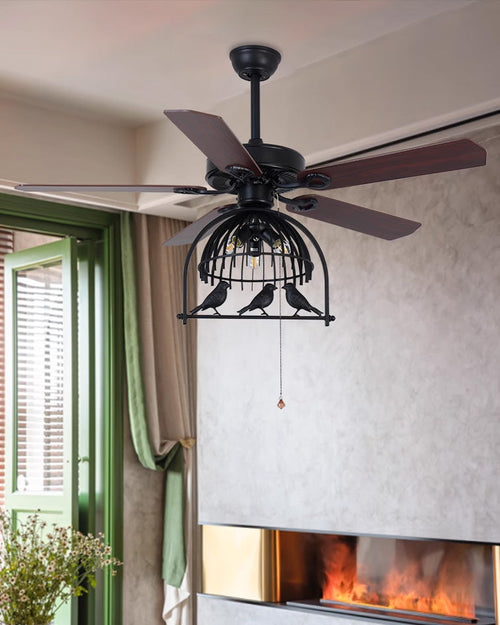 WOW 52in Vintage Caged Ceiling Fan Chandelier-wow5022