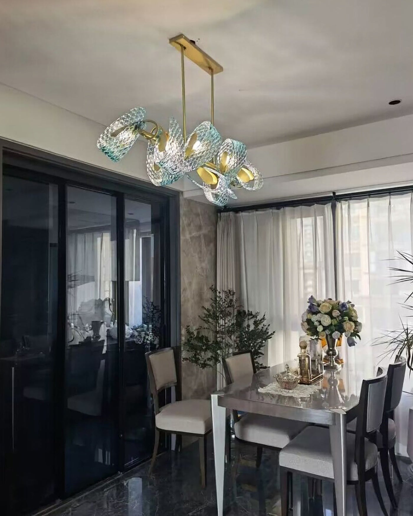 WOW Peacock Art Glass Linear Chandelier-wow2213c