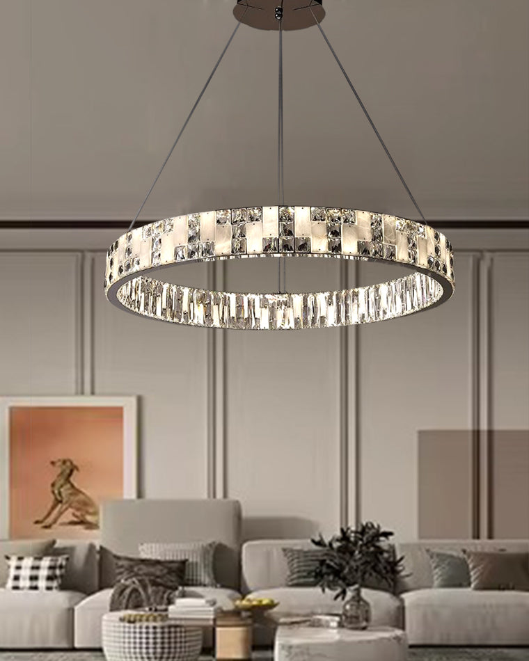 WOW Round Crystal Alabaster Chandelier-wow2738