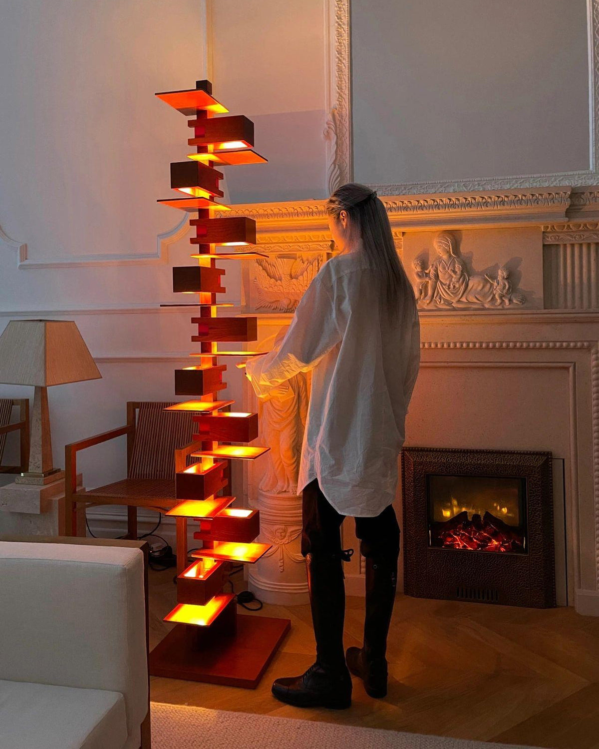 WOW Column Walnut Floor Lamp-wow7110