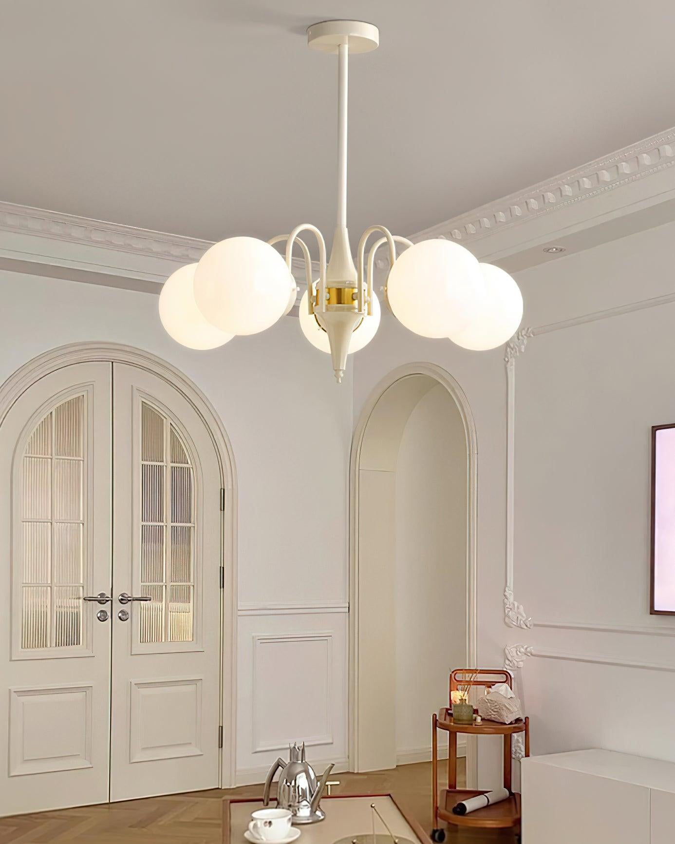 WOW White Glass Globe Arm Chandelier-wow2624