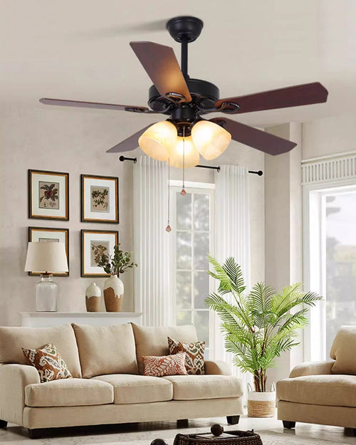WOW Vintage Glass Ceiling Fan Chandelier-wow5121